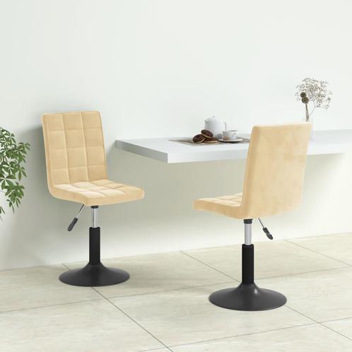 vidaXL Eetkamerstoelen draaibaar 2 st fluweel crèmekleurig, Huis en Inrichting, Stoelen, Nieuw, Verzenden