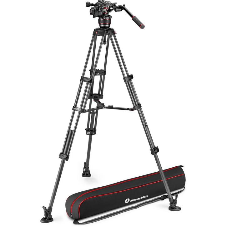 Manfrotto Nitrotech 608 & CF Twin MS, Audio, Tv en Foto, Fotografie | Statieven en Balhoofden, Driepoot, Nieuw, 150 tot 175 cm