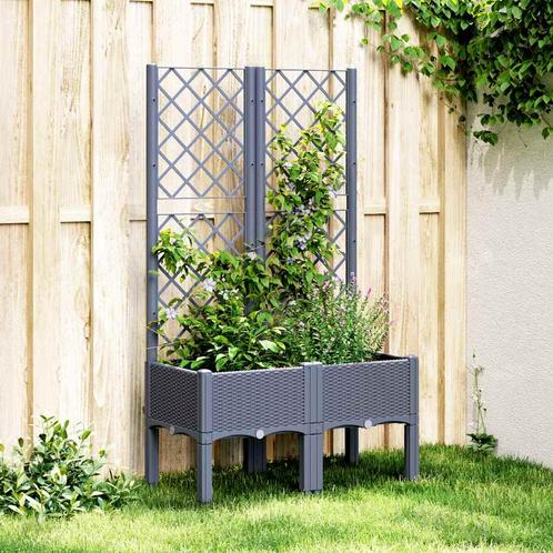 vidaXL Plantenbak met latwerk 80x40x142 cm polypropeen, Tuin en Terras, Bloembakken en Plantenbakken, Nieuw, Kunststof, Verzenden