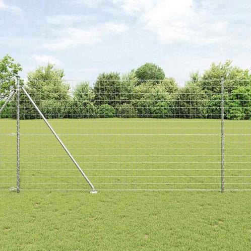 vidaXL Hecke met palen Zilver 1.6 x 10 m Staal, Tuin en Terras, Schuttingen, Nieuw, IJzer, Verzenden