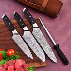 Gold Deer - 4 Piece professional knives set - Hammered Steel
