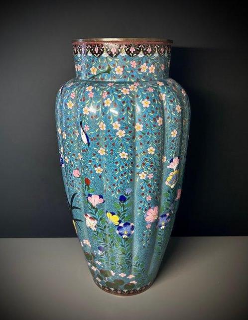Grote Japanse cloisonné lobver bronzen vaas, 47 cm, zeer, Antiek en Kunst, Antiek | Overige Antiek