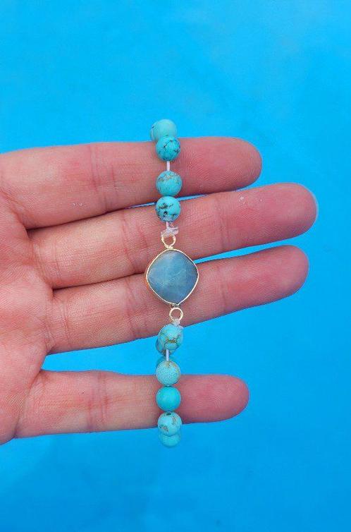 Handgemaakte edelsteen armband voor dames met Turquoise, Sieraden, Tassen en Uiterlijk, Armbanden