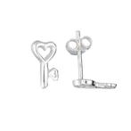 Lilly oorknopjes sleutel met hart - zilver - 6x10.5mm, Nieuw, Verzenden