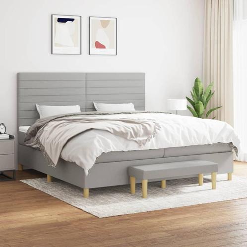 vidaXL Boxspring met matras stof lichtgrijs 200x200 cm, Huis en Inrichting, Slaapkamer | Bedden, Overige maten, 200 cm, Grijs