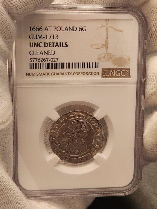 Polen. John Casimir II. 5 Groschen 1666 AT Poland 6G GUM -, Postzegels en Munten, Munten | Europa | Niet-Euromunten