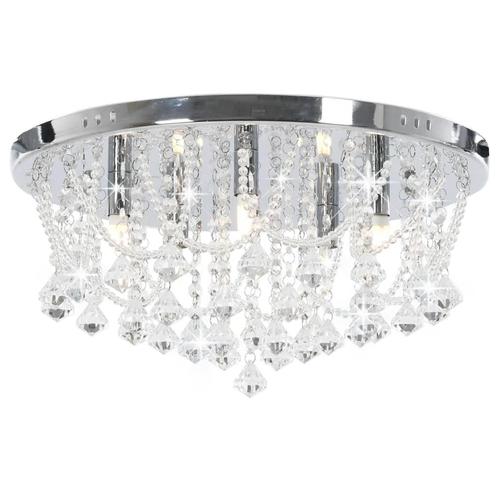 vidaXL Plafondlamp met kristallen kralen rond 4xG9, Huis en Inrichting, Lampen | Overige, Nieuw, Verzenden
