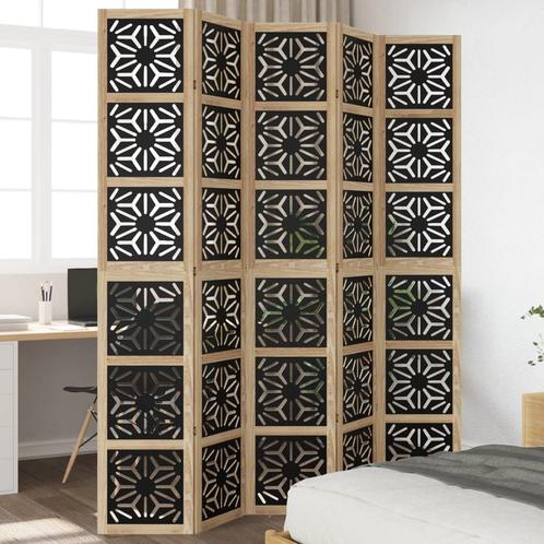 vidaXL Kamerscherm met 5 panelen massief paulowniahout bruin, Huis en Inrichting, Woonaccessoires | Kamerschermen, Nieuw, Verzenden