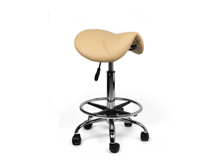 Zadelkruk Beige - Standaard Zithoogte met Voetsteun, Huis en Inrichting, Krukjes, Nieuw, In hoogte verstelbaar, Kunststof