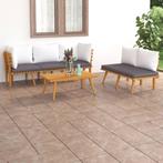 vidaXL 5-delige Loungeset met kussens massief acaciahout, Verzenden, Nieuw, Hardhout, Loungeset
