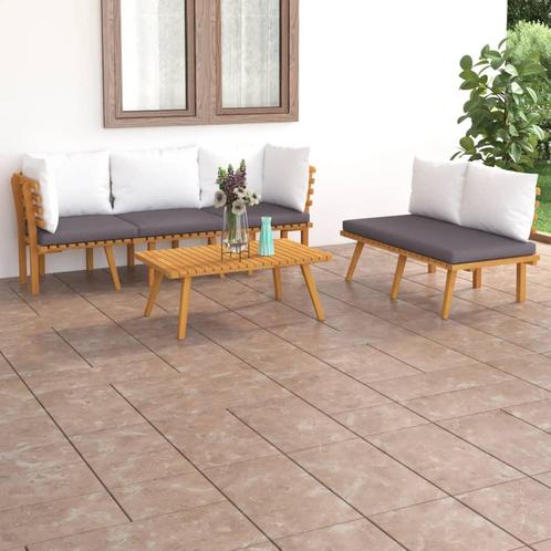 vidaXL 5-delige Loungeset met kussens massief acaciahout, Tuin en Terras, Tuinsets en Loungesets, Loungeset, Nieuw, Hardhout, Verzenden