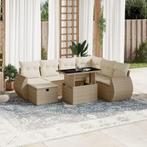 vidaXL 8-delige Loungeset met kussens poly rattan beige, Verzenden, Nieuw, Rotan, Loungeset