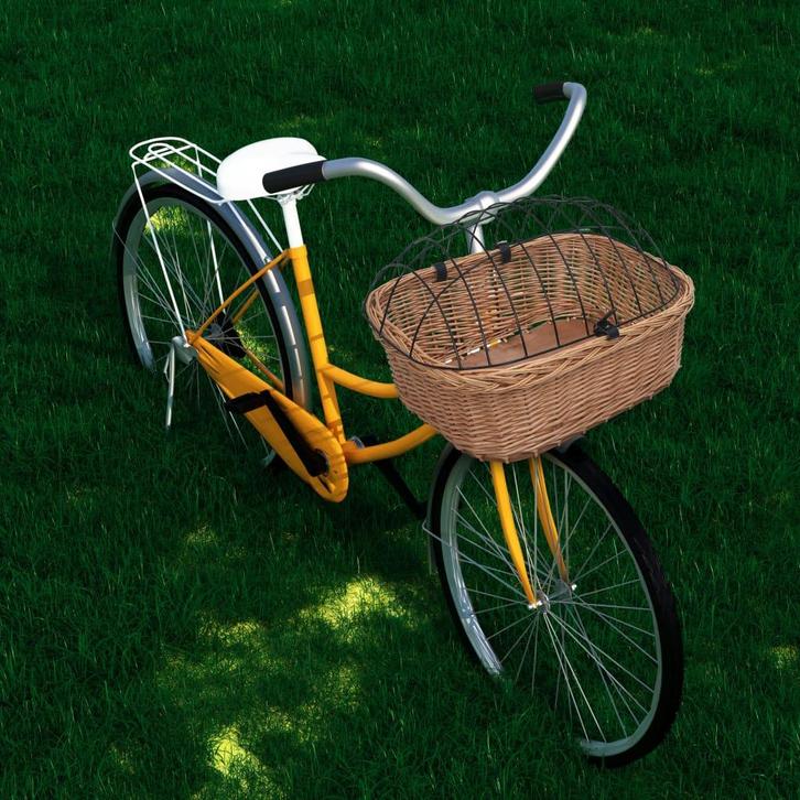 vidaXL Fietsstuurmand met deksel 50x45x35 cm natuurlijk, Fietsen en Brommers, Fietsaccessoires | Overige Fietsaccessoires, Nieuw