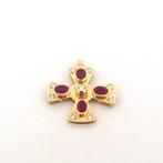 Kruishanger - 18 karaat Geel goud Robijn - Diamant, Sieraden, Tassen en Uiterlijk, Antieke sieraden
