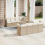 vidaXL 9-delige Loungeset met kussens poly rattan beige, Verzenden, Nieuw, Rotan, Loungeset