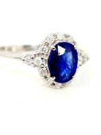 Ring - 18 karaat Witgoud Saffier - Diamant, Sieraden, Tassen en Uiterlijk, Ringen, Nieuw