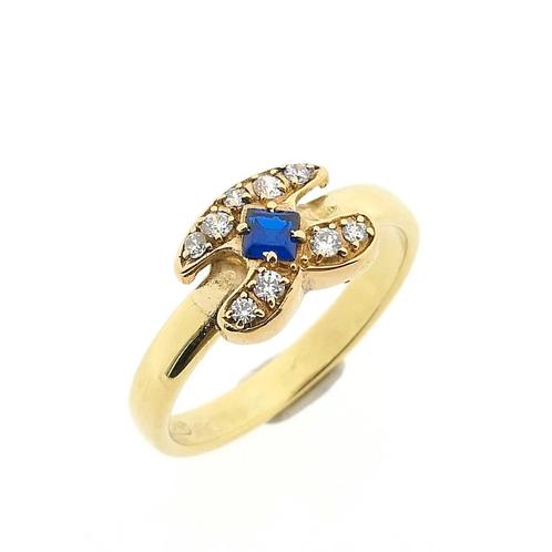 Gouden ring met saffier en zirconia (gouden sieraden), Sieraden, Tassen en Uiterlijk, Ringen, Dame, Met edelsteen, Overige kleuren