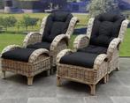 Naturel lounge balkonset 4-delig naturel rotan zwart, Tuin en Terras, Tuinsets en Loungesets, Ophalen of Verzenden, Nieuw