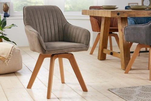 Draaibare design stoel LIVORNO vintage taupe beukenhouten, Huis en Inrichting, Stoelen, Ophalen of Verzenden