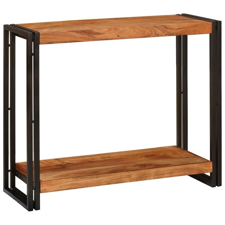 vidaXL Wandtafel met plank Bruin 90 x 33 x 75 cm Massief, Huis en Inrichting, Tafels | Salontafels, Nieuw, Overige houtsoorten