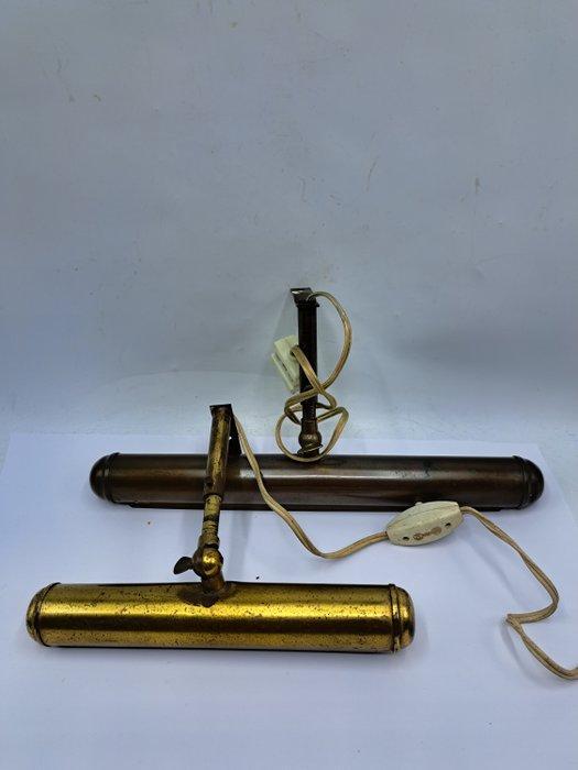 Lamp (2) - Messing - Schilderij pianolampjes, Antiek en Kunst, Curiosa en Brocante