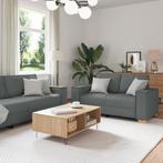 vidaXL 3-delige bankset met kussens in donkergrijs, Verzenden, Nieuw, Minder dan 150 cm, Stof