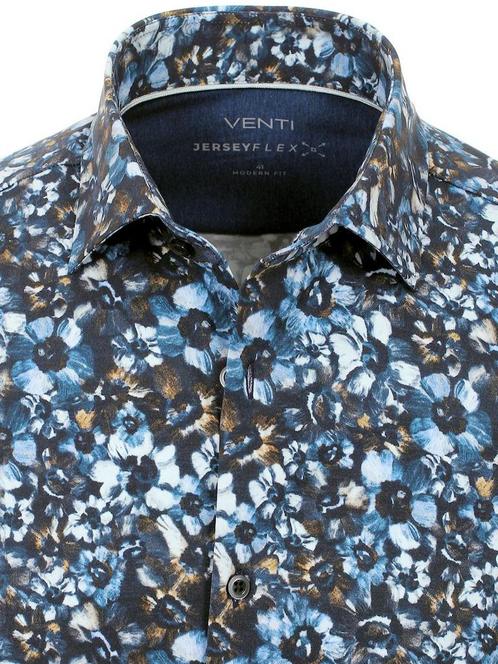 Venti Jerseyflex Overhemd Gebloemd Comfort Fit 123964000-101, Kleding | Heren, Overhemden, Blauw, Nieuw, Verzenden