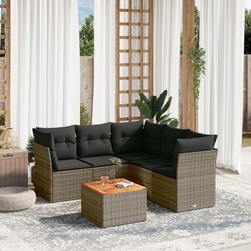 vidaXL 6-delige Loungeset met kussens poly rattan grijs, Tuin en Terras, Tuinsets en Loungesets, Loungeset, Nieuw, Rotan, Verzenden