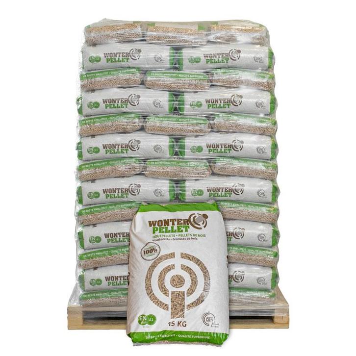 Pallet Wonterspan houtpellets 65 zakken x 15kg (975kg), Tuin en Terras, Haardhout, Blokken, Minder dan 3 m³, Overige houtsoorten