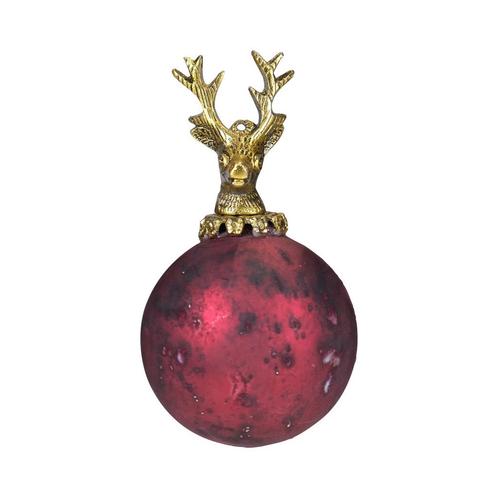 decoratie bal hert antiek rood 8cm, Huis en Inrichting, Woonaccessoires | Overige, Verzenden