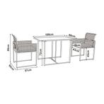 Tuinset Accadia 3-delig glazen tafel met 2 stoelen zwart bru, Tuin en Terras, Tuinsets en Loungesets, Verzenden, Nieuw