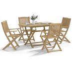 vidaXL 5-delige Eethoek massief acaciahout, Tuin en Terras, Tuinsets en Loungesets, Verzenden, Nieuw, Hardhout, 4 zitplaatsen