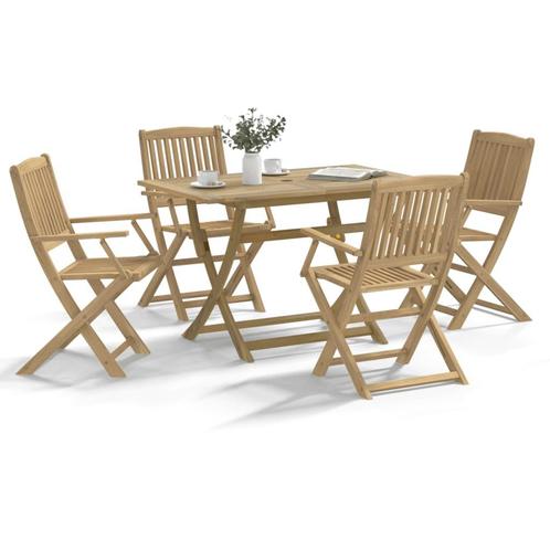 vidaXL 5-delige Eethoek massief acaciahout, Tuin en Terras, Tuinsets en Loungesets, Nieuw, 4 zitplaatsen, Hardhout, Verzenden