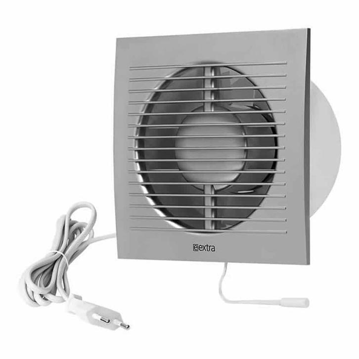 Europlast badkamerventilator 100 mm zilver met trekkoord en, Doe-het-zelf en Verbouw, Ventilatie en Afzuiging, Nieuw, Ophalen of Verzenden