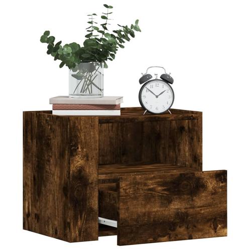vidaXL Nachtkastje wandgemonteerd 45x30x35 cm gerookt, Huis en Inrichting, Slaapkamer | Nachtkastjes, Nieuw, Hout, Verzenden