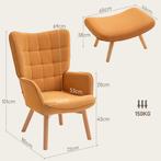TRUUSK Fauteuil Met Voetenbank - Oorfauteuil Met Hoge Rugleu, Huis en Inrichting, Fauteuils, Verzenden, Nieuw