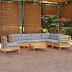 vidaXL 8-delige Loungeset met grijze kussens grenenhout, Tuin en Terras, Tuinsets en Loungesets, Verzenden, Nieuw, 8 zitplaatsen