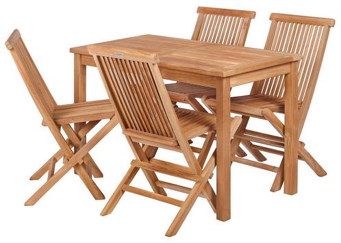 Teakea - Bistro Teakhouten Tuinset | Tuintafel met 4, Tuin en Terras, Tuinsets en Loungesets, Nieuw, Teakhout, Verzenden