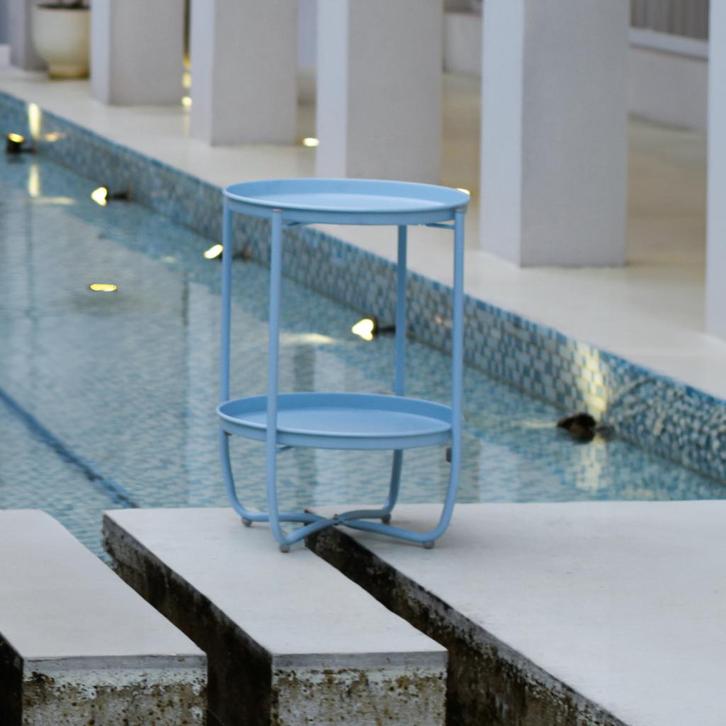 Tuintafel Sandefjord bijzettafel rond metaal 57,5xØ40 cm hem, Huis en Inrichting, Tafels | Bijzettafels, Verzenden