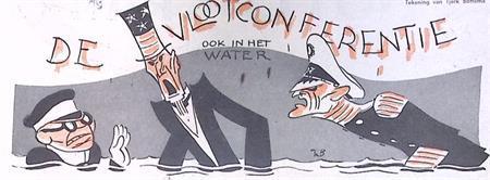 De Vlootconferentie op spotprent (lijst optie, Lithos), Antiek en Kunst, Kunst | Litho's en Zeefdrukken, Verzenden