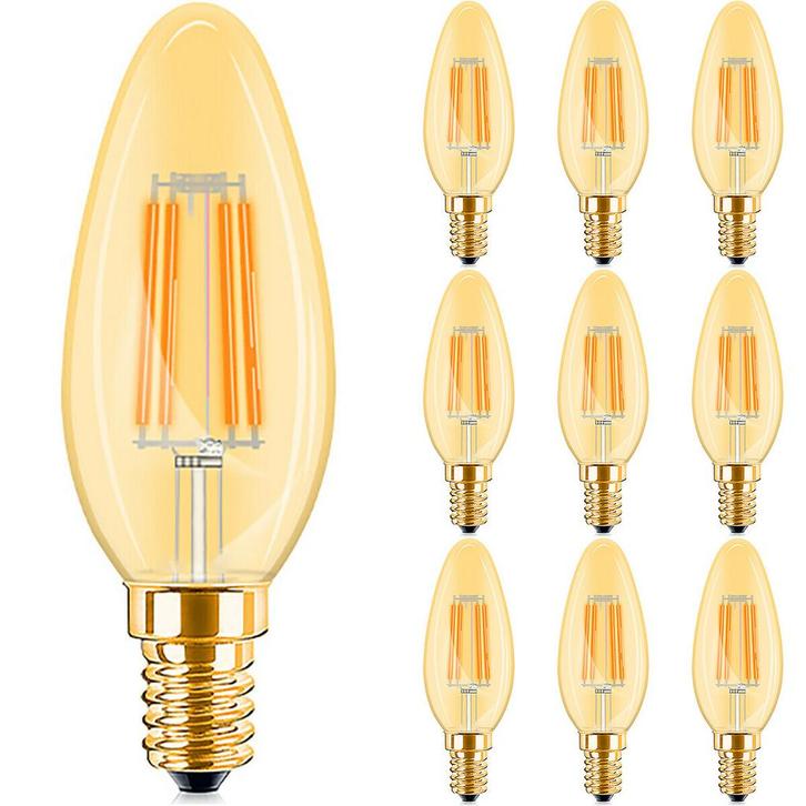 Voordeelpak 10x LED Lamp E14 Kaars Filament - Brinton -, Huis en Inrichting, Lampen | Losse lampen, Led-lamp, Nieuw, E14 (klein)