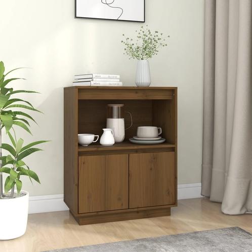 vidaXL Dressoir 60x34x75 cm massief grenenhout honingbruin, Huis en Inrichting, Kasten | Dressoirs, 25 tot 50 cm, Nieuw, 50 tot 100 cm