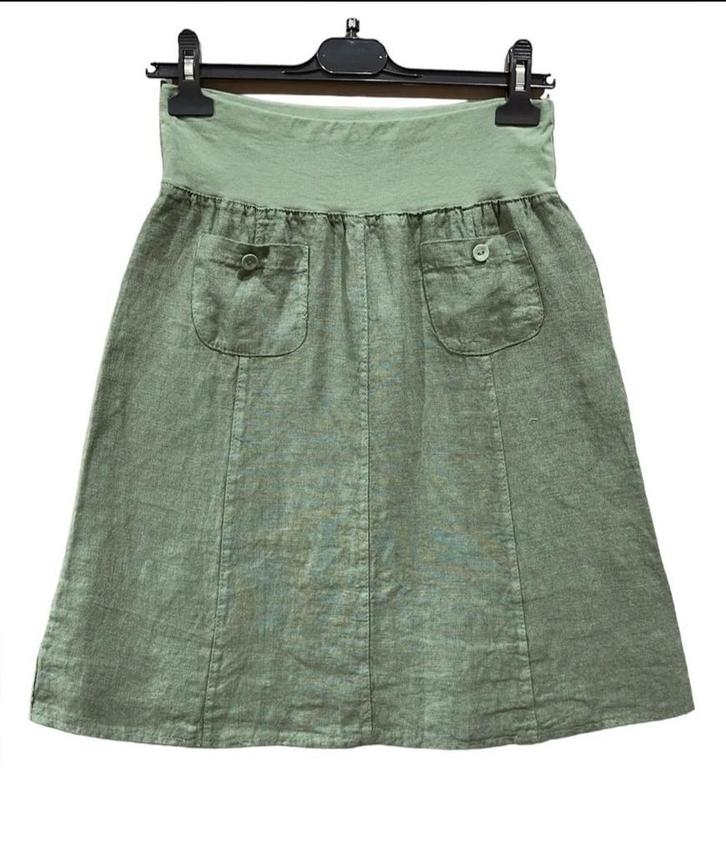 Korte linnen rok MILITAIR GROEN kleur - met zakken - 100%, Kleding | Dames, Tops