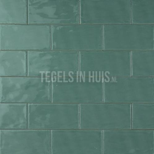 Wandtegel cottage 7,5x15 glans jade groen handvormlook met, Doe-het-zelf en Verbouw, Tegels, Wandtegels, Nieuw, 10 m² of meer