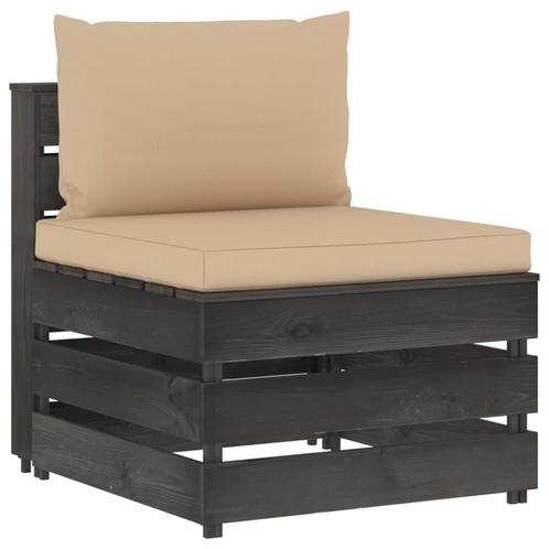 vidaXL Middenbank sectioneel met kussens grijs geïmpregneerd, Tuin en Terras, Tuinsets en Loungesets, Nieuw, Hout, Verzenden