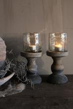 Stenen baluster kandelaar Reuben grey/brown 16 cm, Ophalen of Verzenden, Nieuw