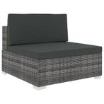 vidaXL Middenbank 1 st met kussens poly rattan grijs, Verzenden, Nieuw, Rotan