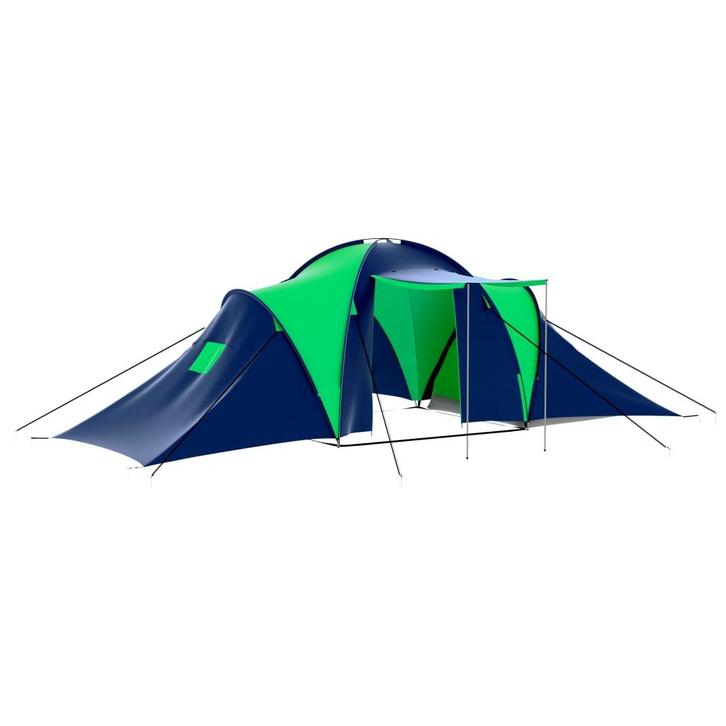 vidaXL Tent 9-persoons polyester blauw en groen, Caravans en Kamperen, Tenten, Nieuw, meer dan 6, Verzenden
