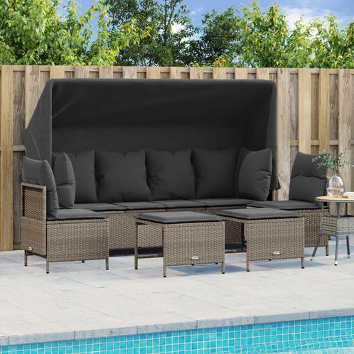 vidaXL 5-delige Loungeset met kussens poly rattan lichtgrijs, Tuin en Terras, Tuinsets en Loungesets, Loungeset, Nieuw, Rotan