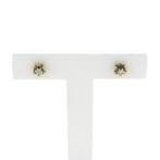 Vintage gouden florale oorstekers met diamant; 0,04 ct., Gebruikt, Overige kleuren, Ophalen of Verzenden, Met edelsteen